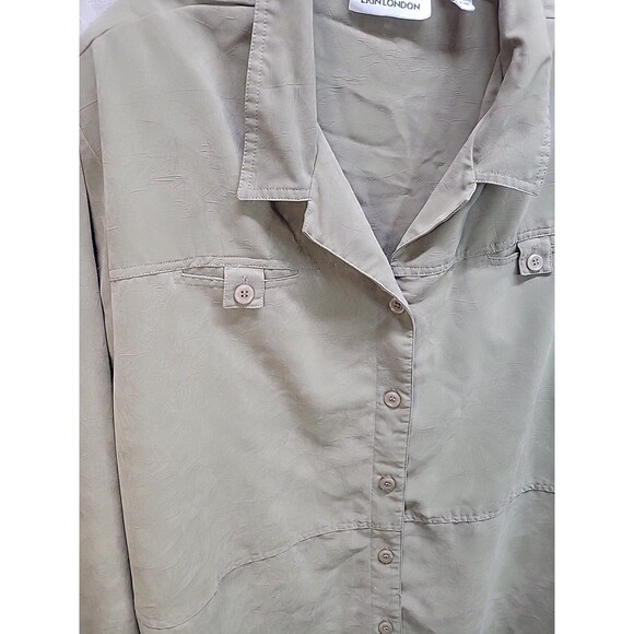 Erin London Casual Button Up Shirt 3X LongSleeve Green Jacket Blouse - Picture 4 of 8